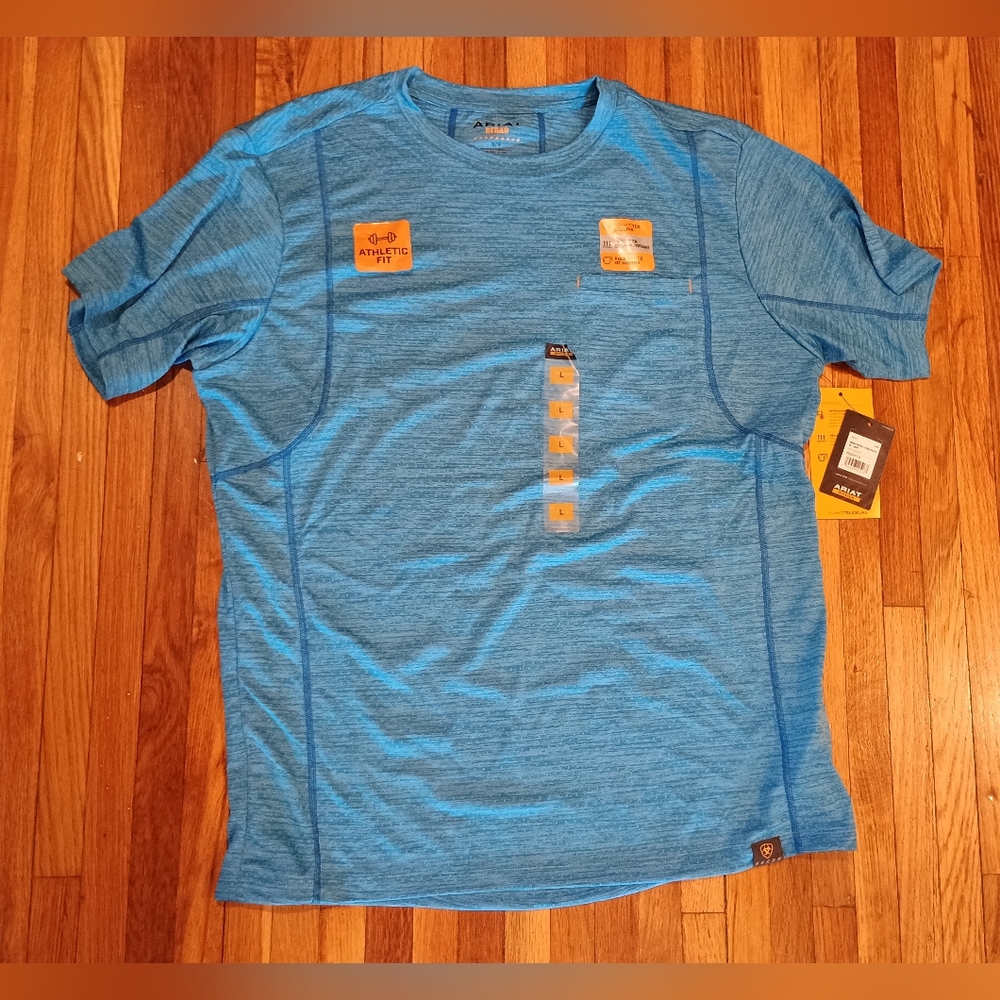 Ariat Rebar Men's Blue Large Athletic Shirt Short Sleeve